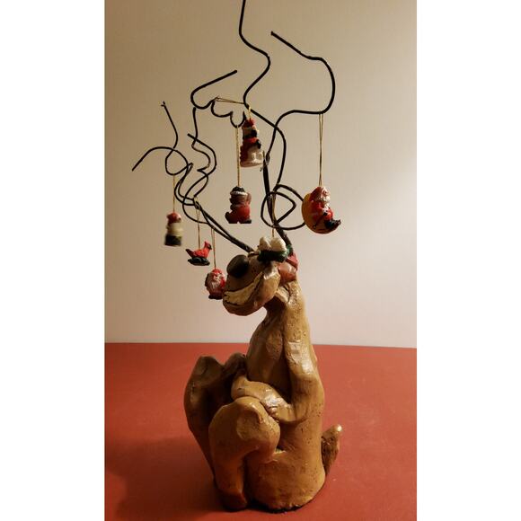 Clay Reindeer with Wire Antlers-10" Tall - Picture 3 of 3